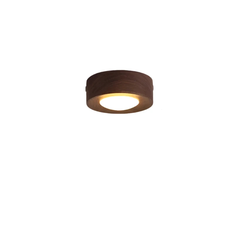 Walnut Finish Round LED Ceiling Lamp