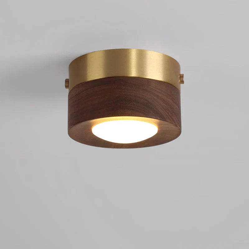 Walnut Finish Round LED Ceiling Lamp