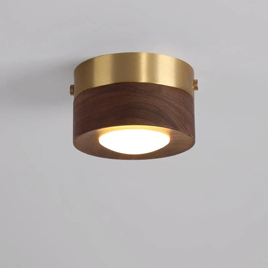 Walnut Finish Round LED Ceiling Lamp