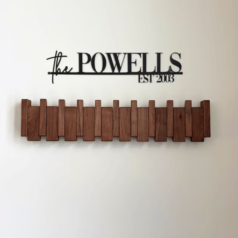 Piano-Inspired Wooden Coat Rack with Foldable Hooks