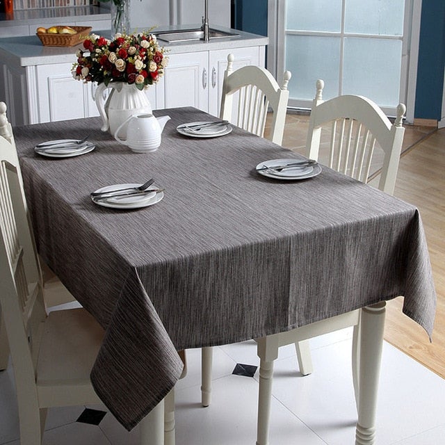 Textured Woven Linen Tablecloth in Various Colors