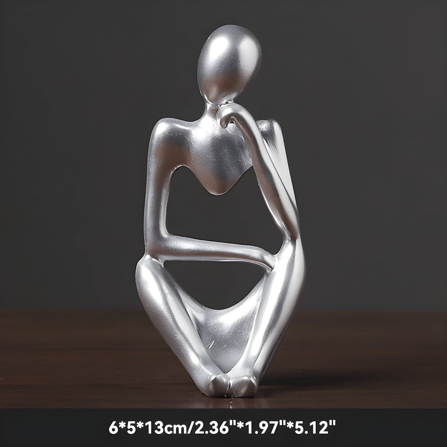 Abstract Yoga Thinker Sculpture in Sand-Hued Scandinavian Design