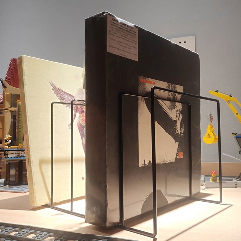 Wrought Iron Triangle Book and Vinyl Stand