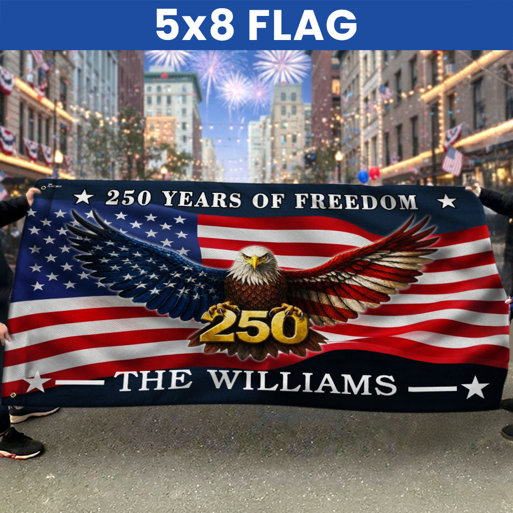 Custom American Flag with Grommets - Personalized 250 Years of Freedom Canvas Flag