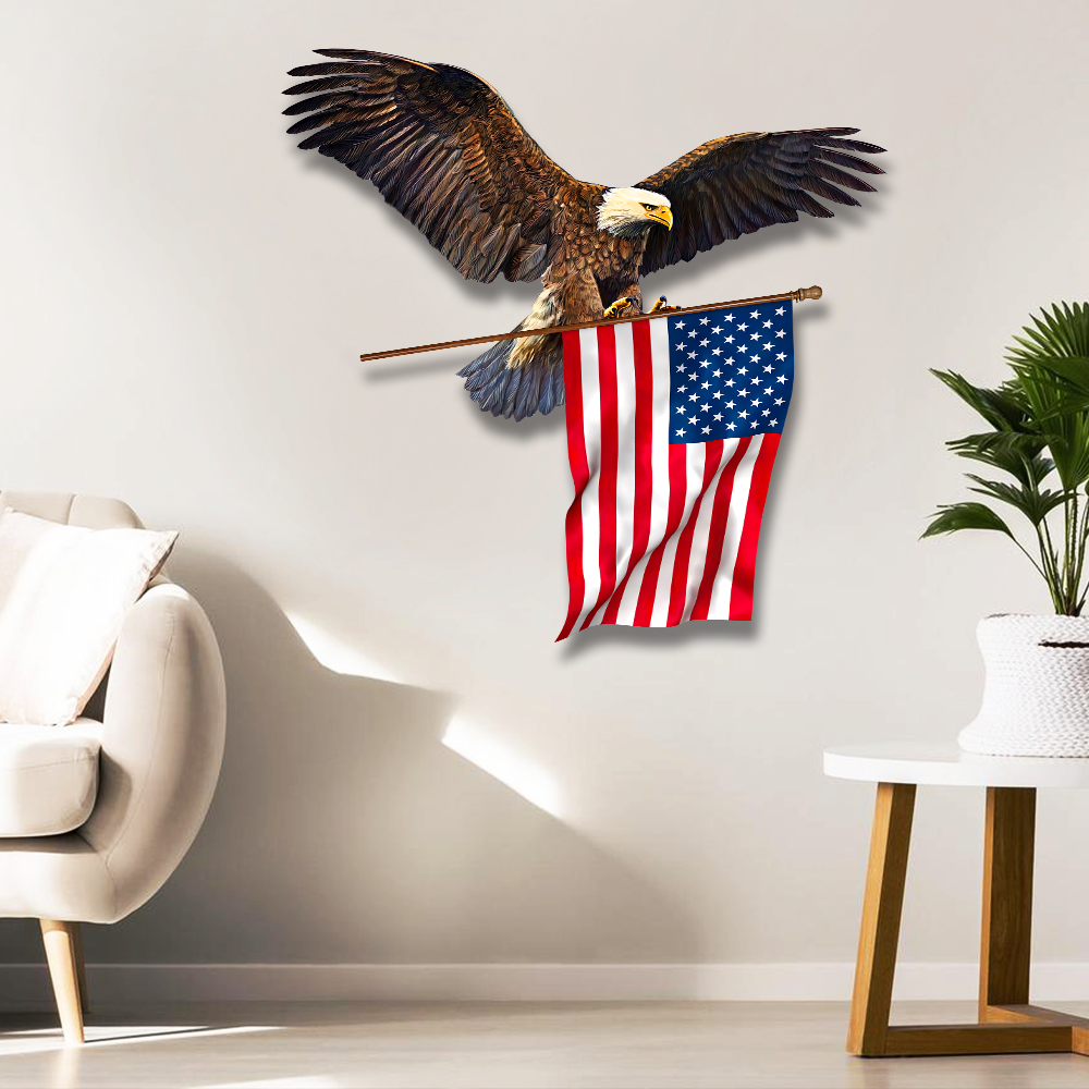 Eagle American Flag Metal Wall Sign 12-22 Inch