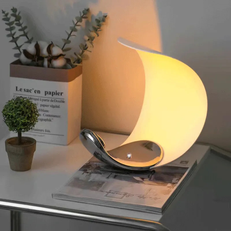 Italian Adjustable LED Desk Lamp in Crescent Moon Design