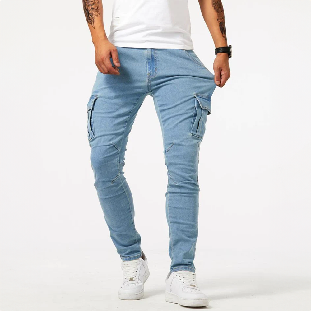 Slim Fit Cargo Pants with Multiple Pockets for Men