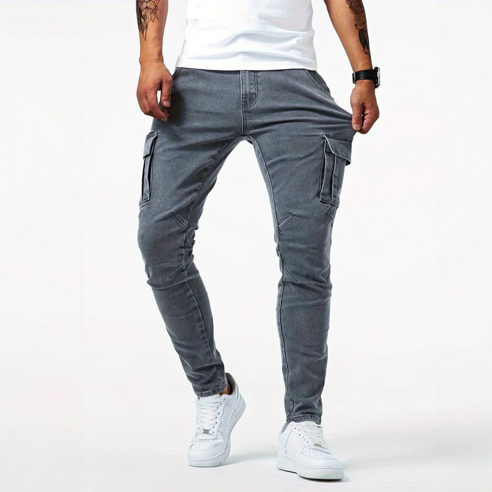 Slim Fit Cargo Pants with Multiple Pockets for Men