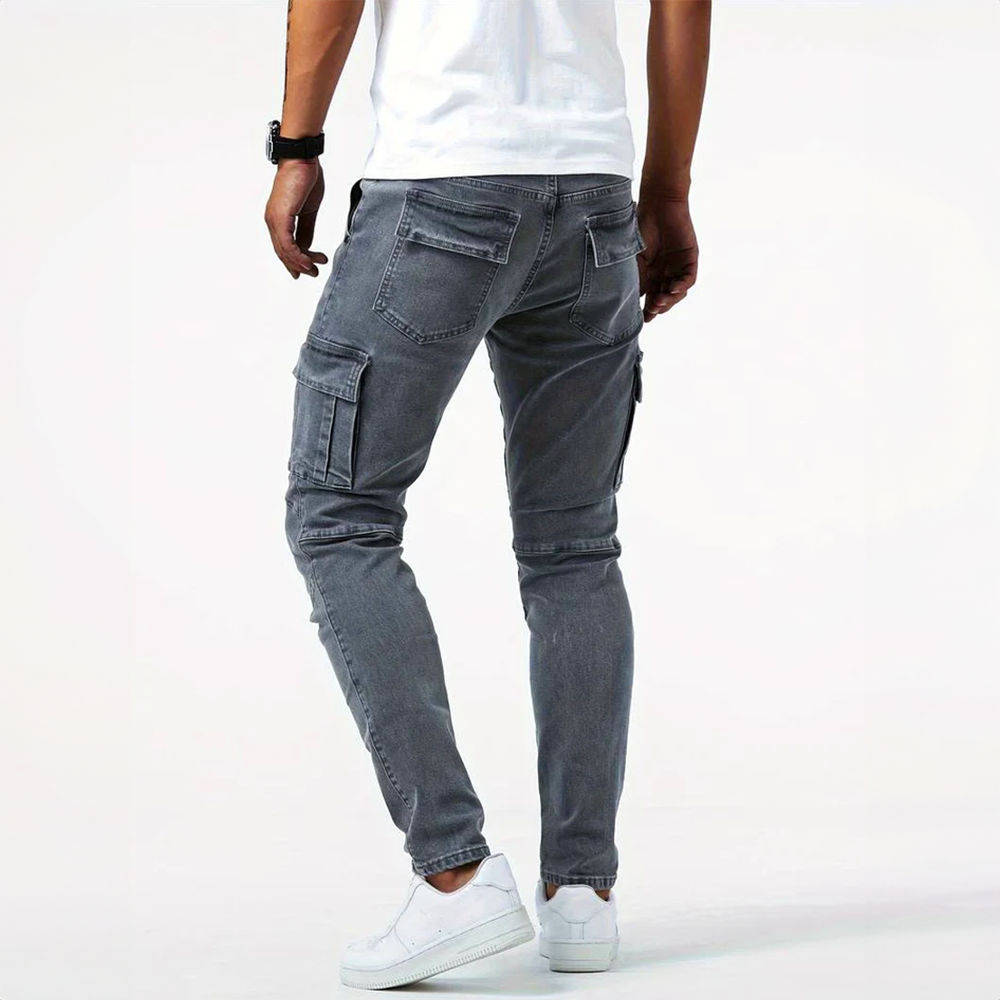 Slim Fit Cargo Pants with Multiple Pockets for Men