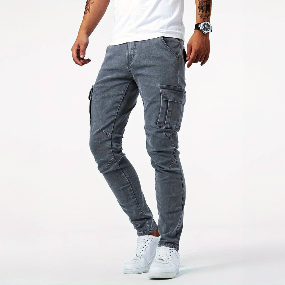 Slim Fit Cargo Pants with Multiple Pockets for Men