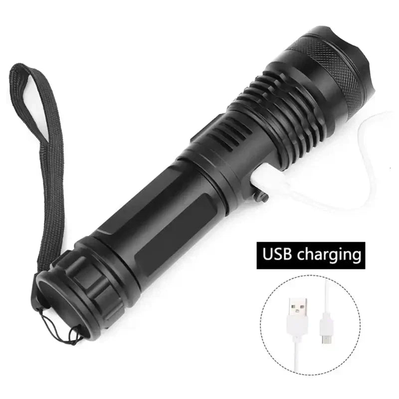 90000 Lumens Waterproof Flashlight with Zoom Function
