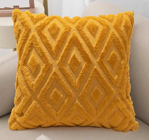 3D Diamond Pattern Cotton Linen Cushion Cover