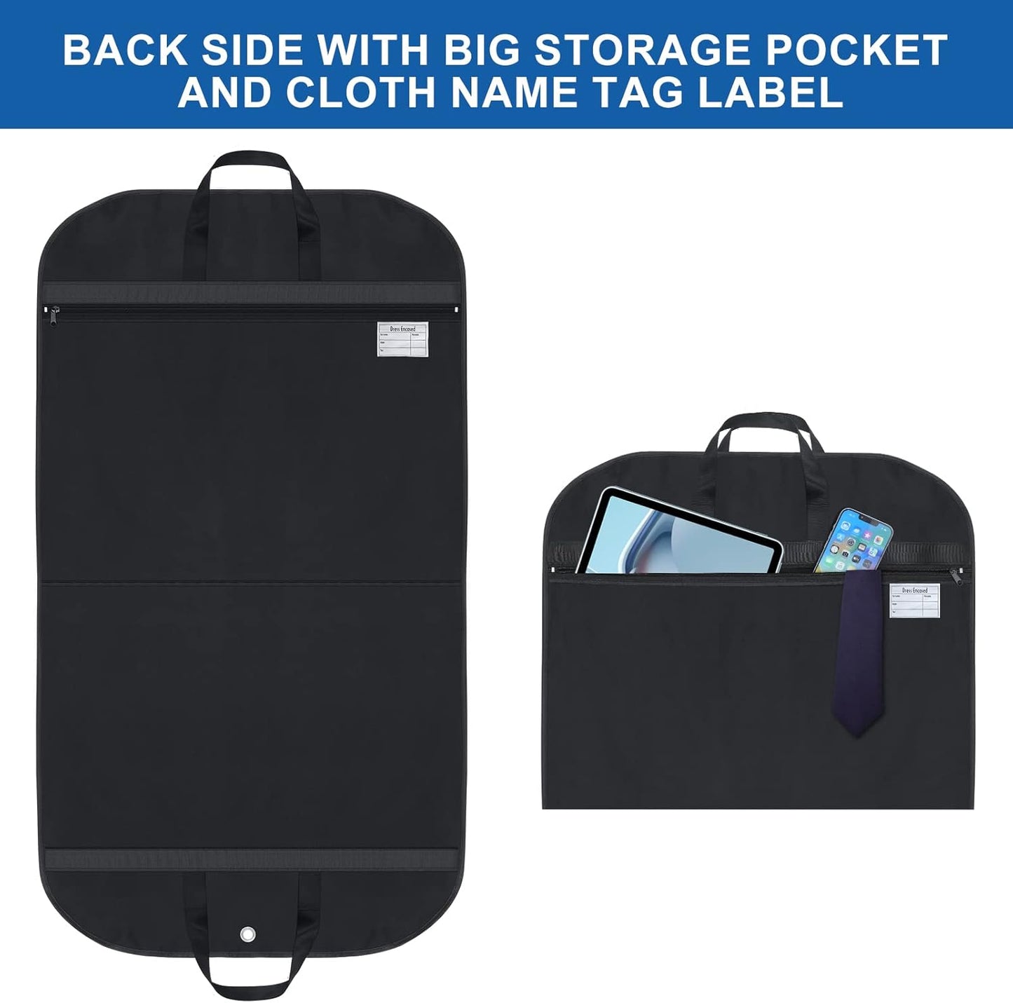 Waterproof Oxford Garment Bag with Gusset and Pockets - 2-Pack