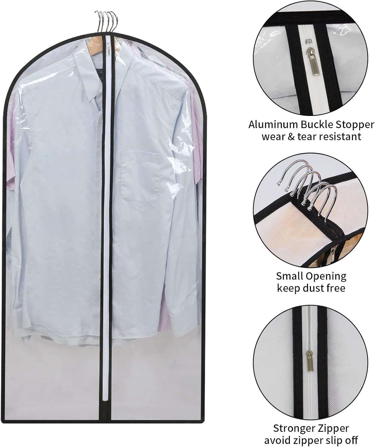 PEVA Garment Covers Set – 24 Breathable Hanging Bags in 3 Sizes