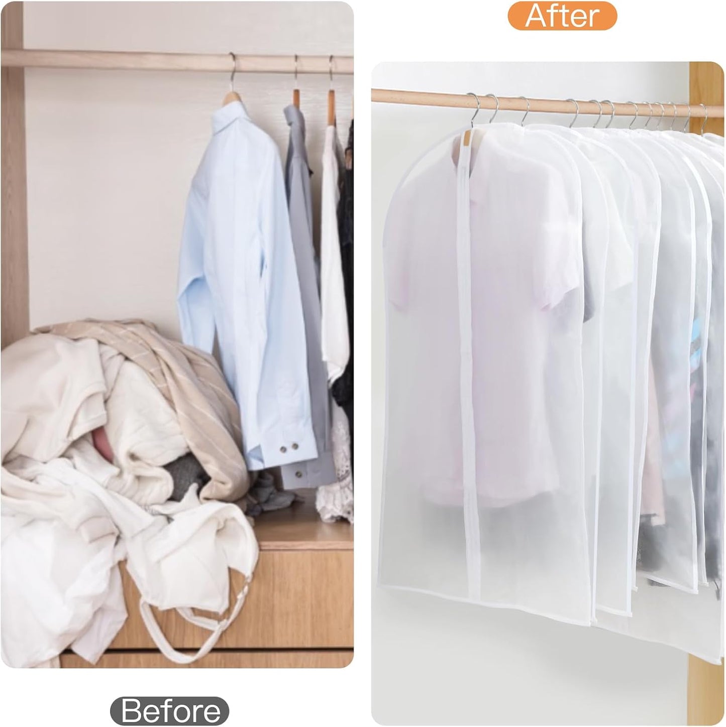 PEVA Garment Covers Set – 24 Breathable Hanging Bags in 3 Sizes