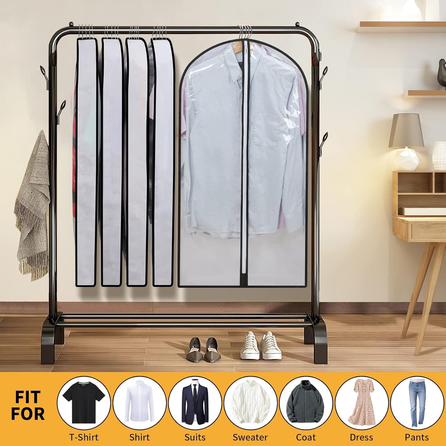 PEVA Garment Covers Set – 24 Breathable Hanging Bags in 3 Sizes
