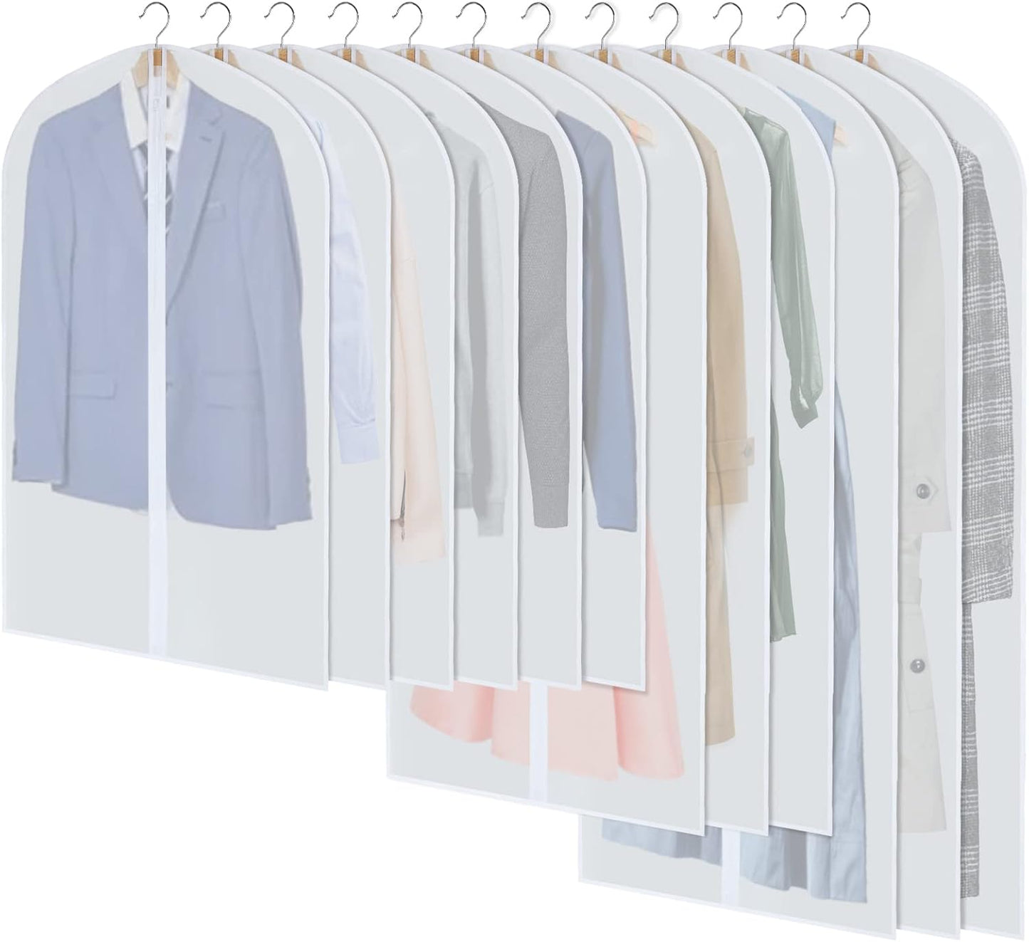 PEVA Garment Covers Set – 24 Breathable Hanging Bags in 3 Sizes