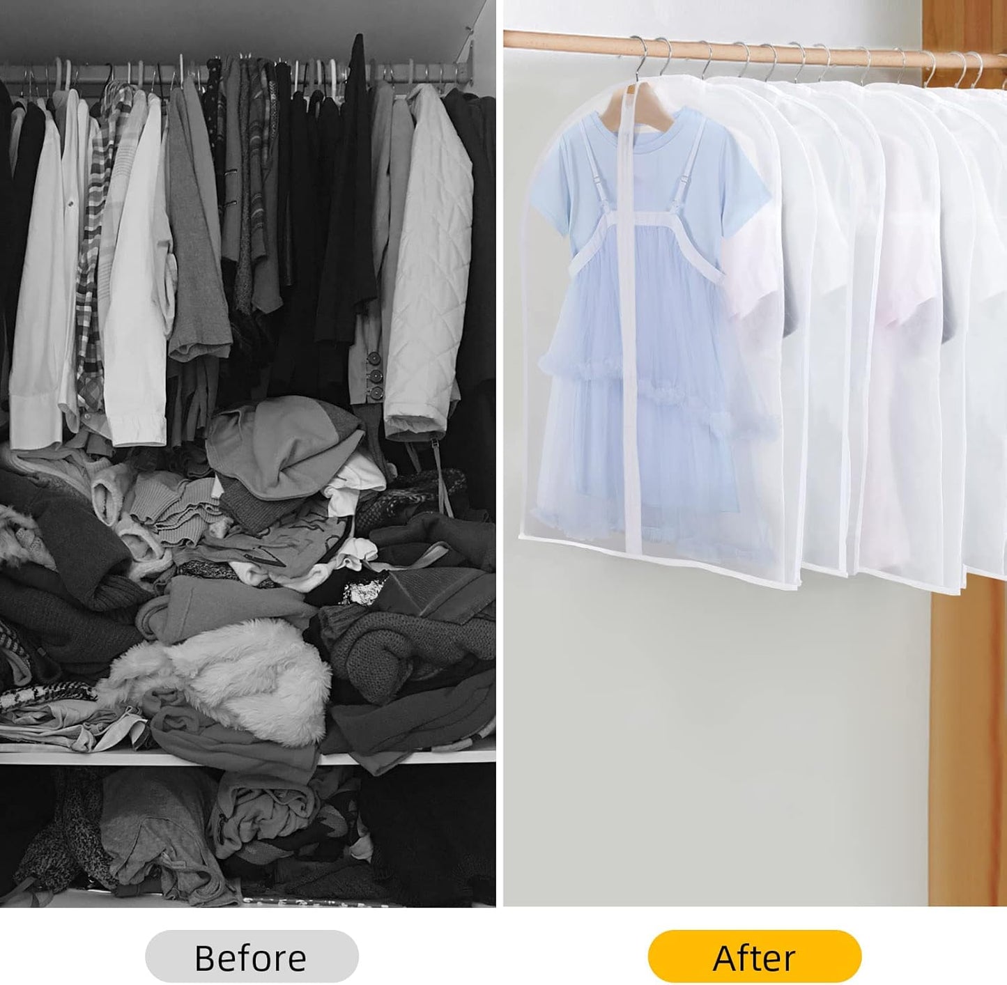PEVA Garment Covers Set – 24 Breathable Hanging Bags in 3 Sizes
