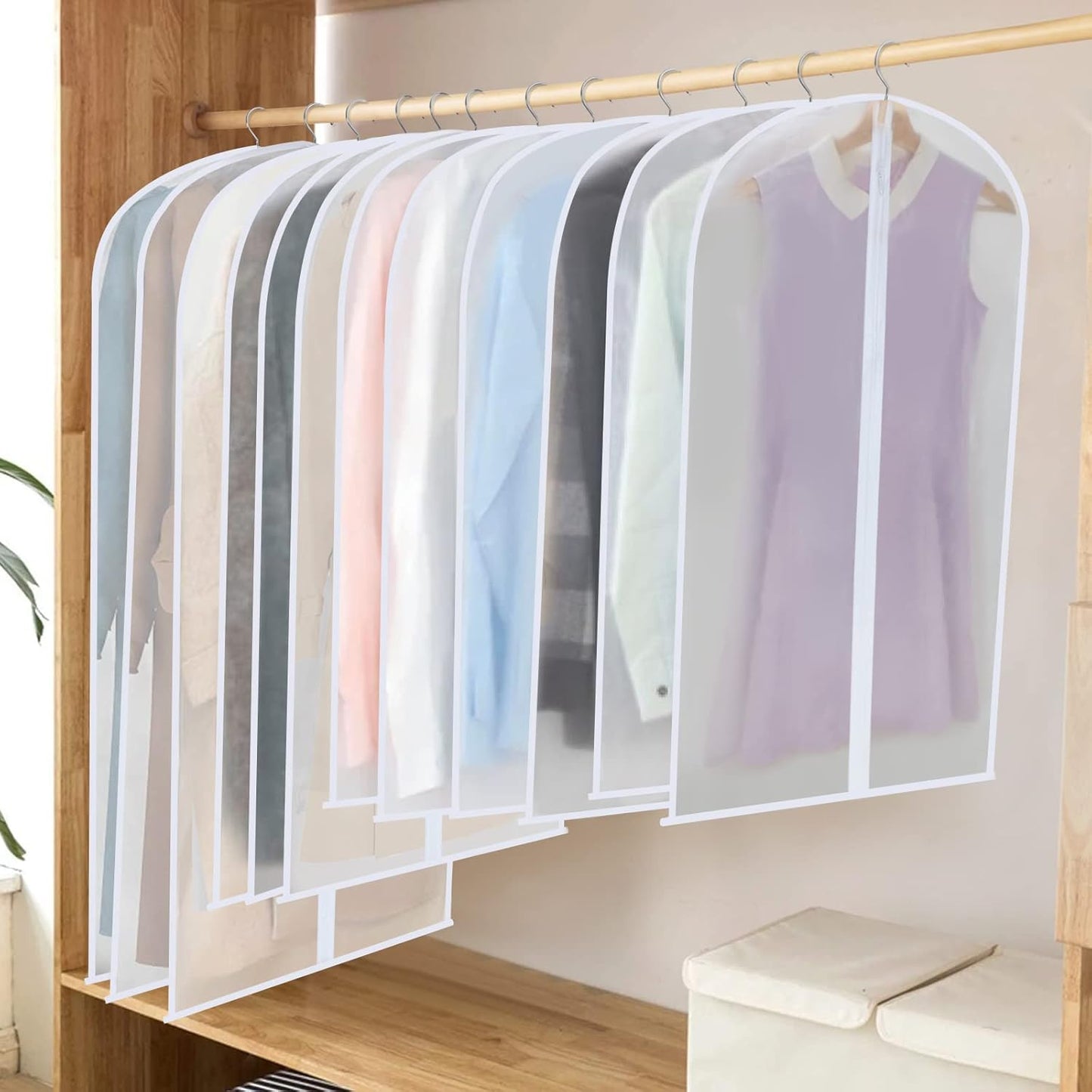 PEVA Garment Covers Set – 24 Breathable Hanging Bags in 3 Sizes