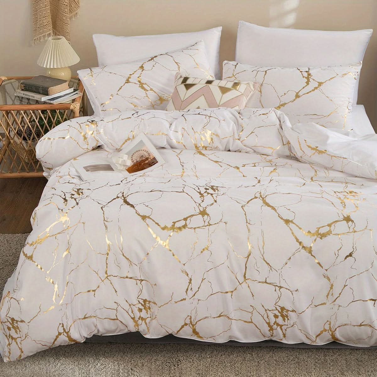 Marble Design Duvet Cover Set in Soft Breathable Fabric
