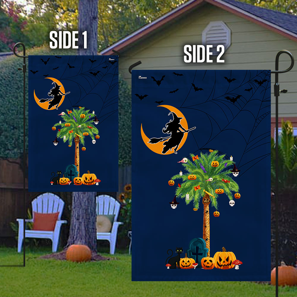 Halloween South Carolina Flag with Pumpkins and Palm Tree