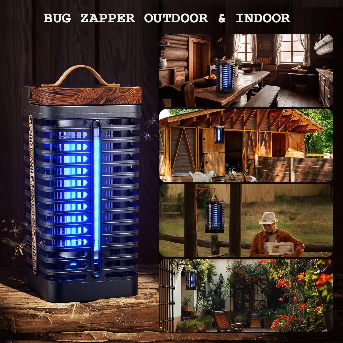 Outdoor Electric Fly Insect Killer with UV Light and Safety Net