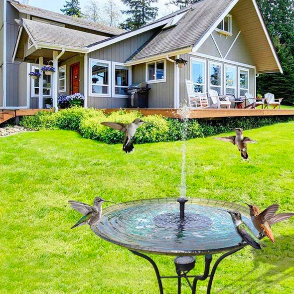 Solar-Powered Garden Fountain Pump with Interchangeable Nozzles