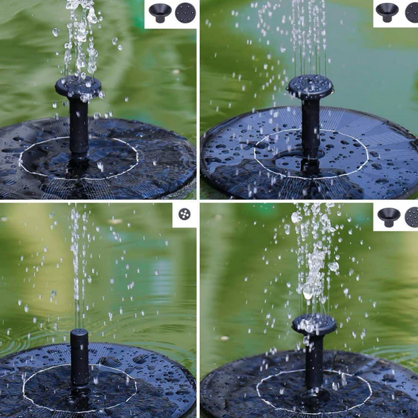 Solar-Powered Garden Fountain Pump with Interchangeable Nozzles