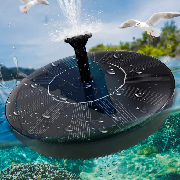 Solar-Powered Garden Fountain Pump with Interchangeable Nozzles