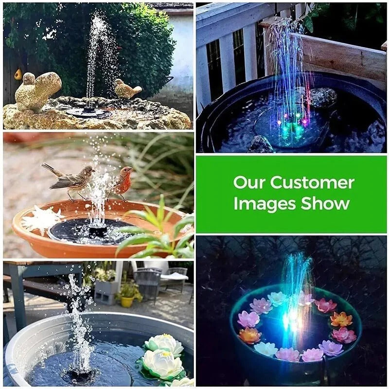Solar Fountain with 60 LED Lights and 8 Spray Patterns