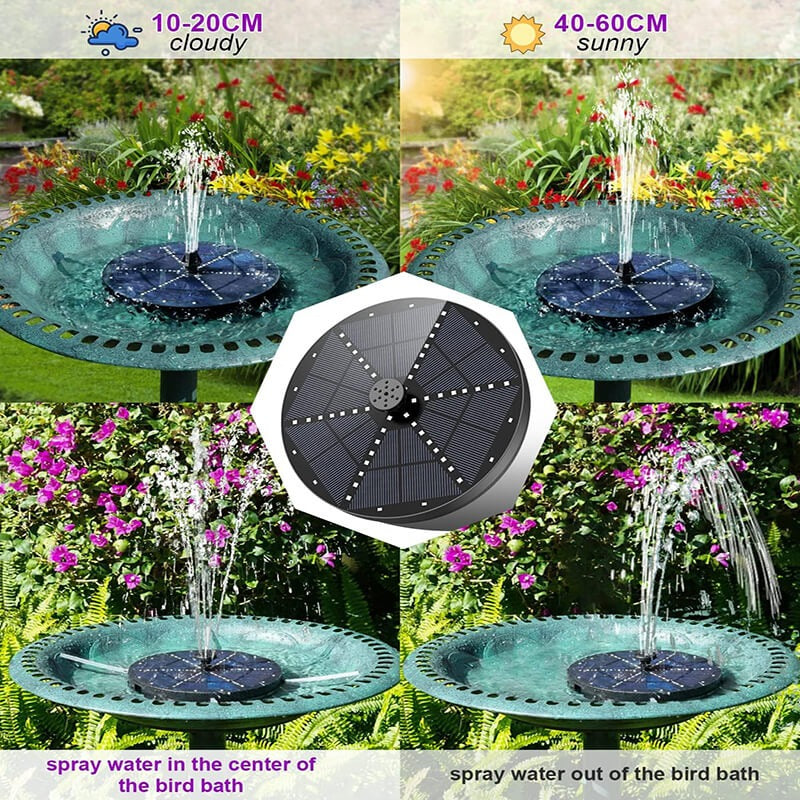 Solar Fountain with 60 LED Lights and 8 Spray Patterns