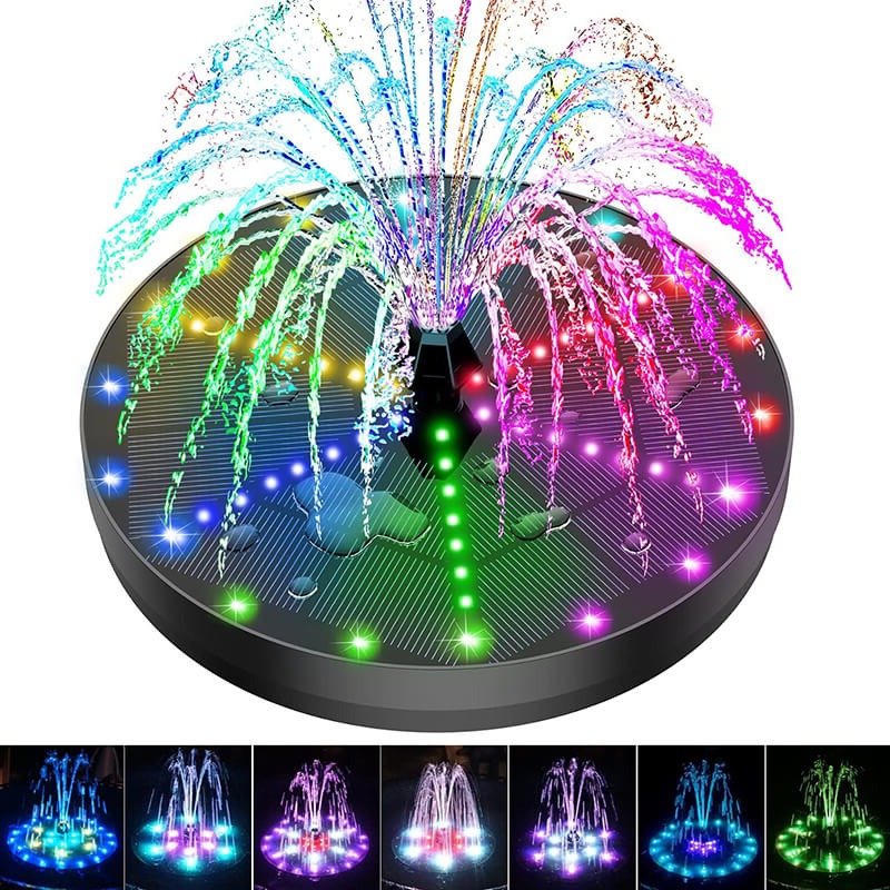 Solar Fountain with 60 LED Lights and 8 Spray Patterns