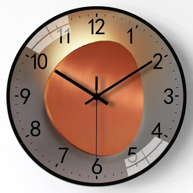 Silent Modern Wall Clock with Digital Display