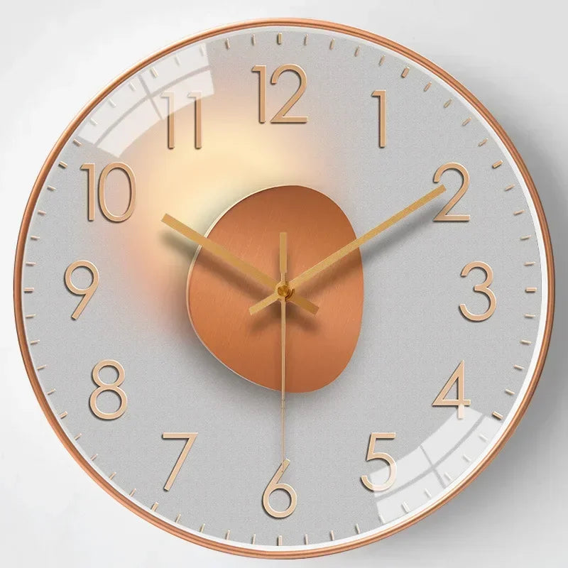 Silent Modern Wall Clock with Digital Display