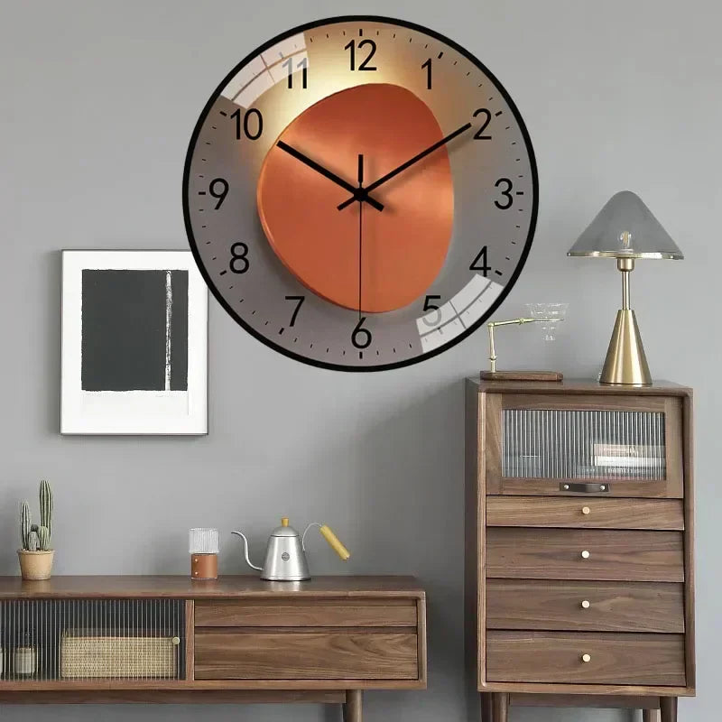 Silent Modern Wall Clock with Digital Display