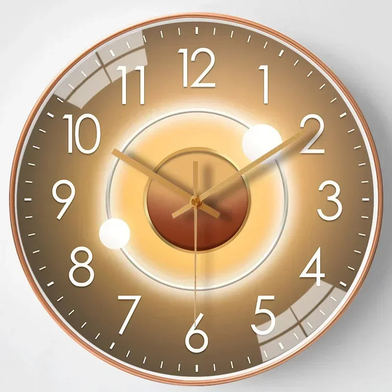 Silent Modern Wall Clock with Digital Display