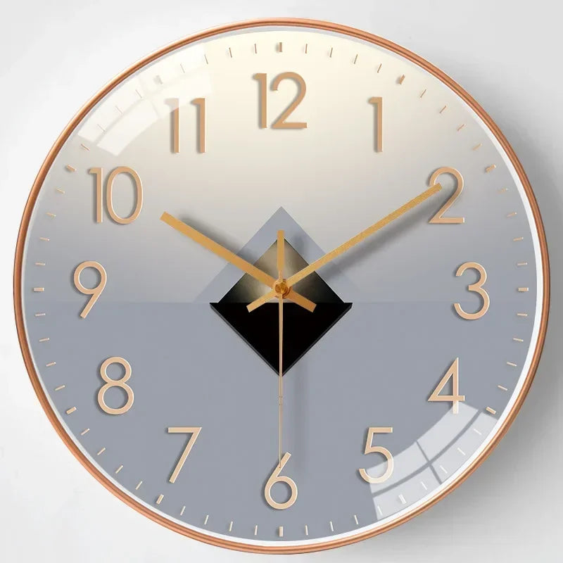 Silent Modern Wall Clock with Digital Display