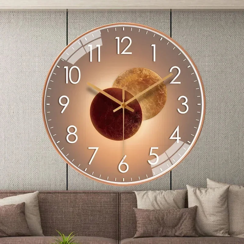 Silent Modern Wall Clock with Digital Display
