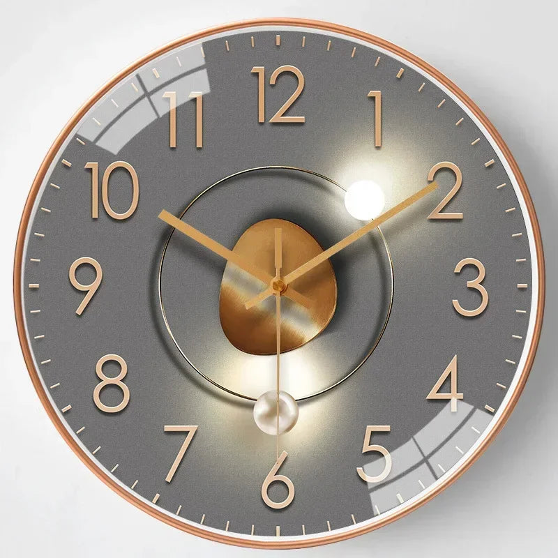 Silent Modern Wall Clock with Digital Display