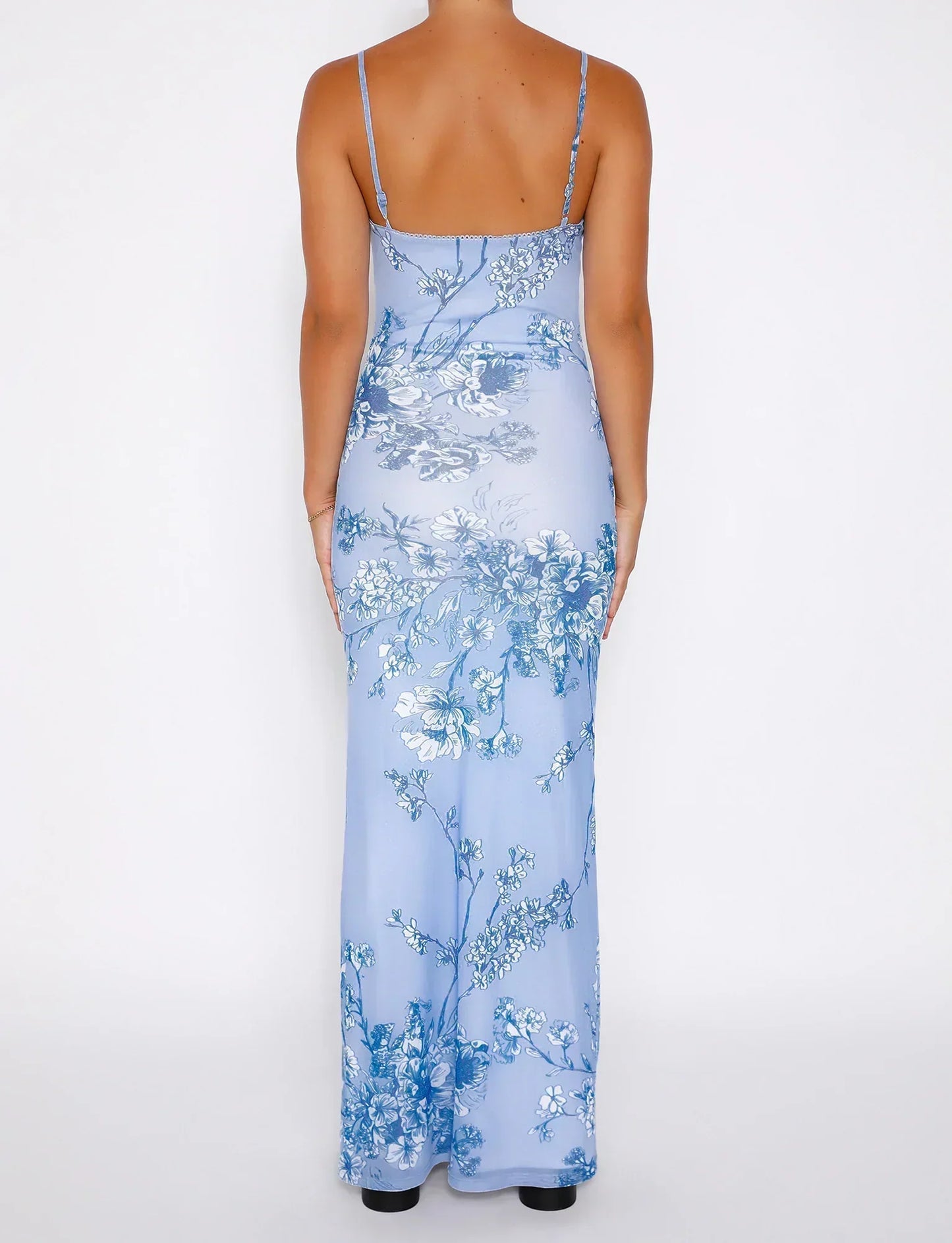 Lace Midi Dress with Floral Design