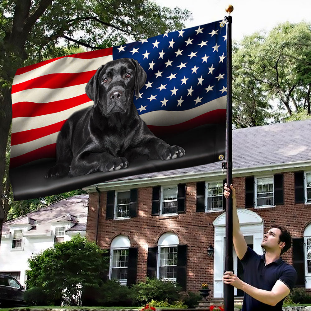 Black Labrador Retriever American Canvas Grommet Flag