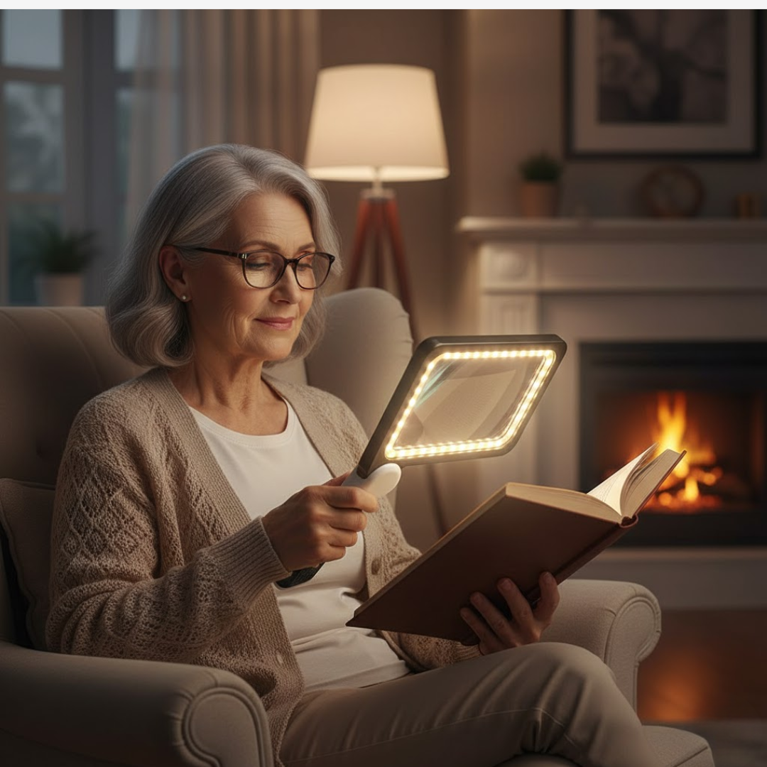 LED Magnifying Glass with Dimmable Light and Ergonomic Handle