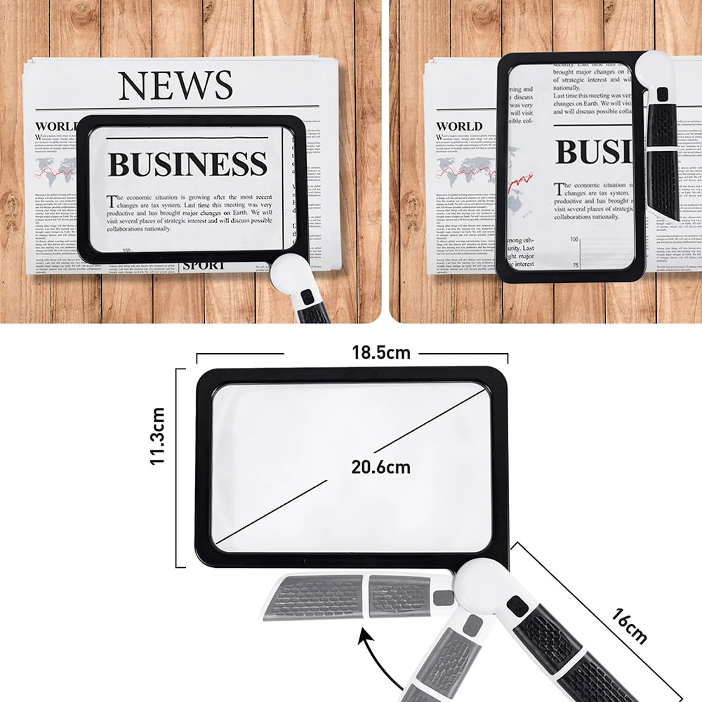 LED Magnifying Glass with Dimmable Light and Ergonomic Handle