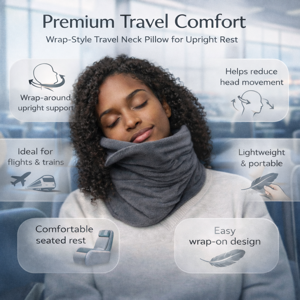 Wrap-Around Travel Neck Pillow for Upright Support